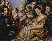 Jacob Jordaens Self portrait with his Family and Father-in-Law Adam van Noort oil painting artist